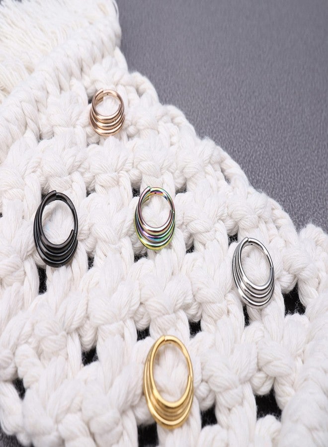 JINSAWW 2Pcs 16G Triple Stacked Septum Clicker Ring Surgical Steel Hinge Nose Rings Clicker Daith Helix Earring Piercing Jewelry - Image 5